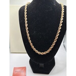 NIB VTG Bronzo Italia Rope Chain Necklace Rose Gold Tone Bronze‎ Made in Italy